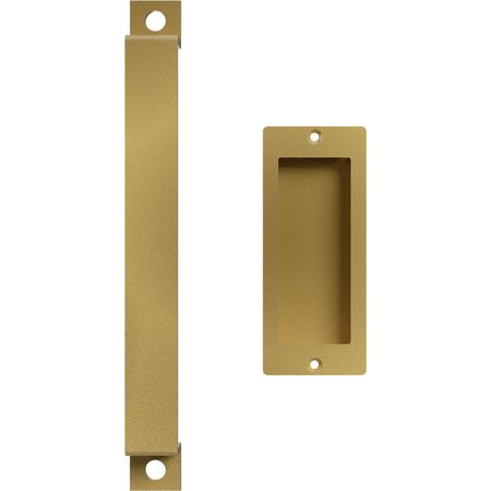 EKENA MILLWORK 11" Pull Handle & 6" Flush Pull for 1 3/8" Doors, Jacob's Gold GB6001PP3116G